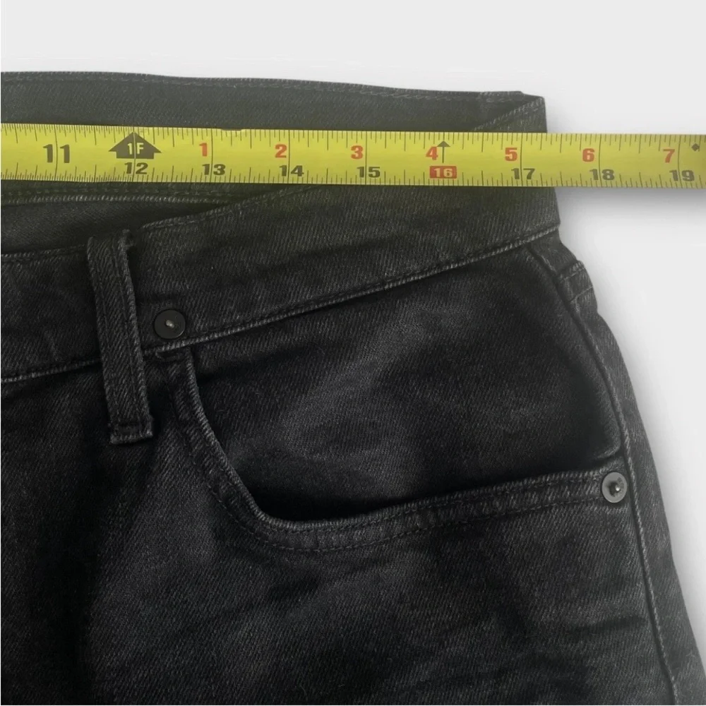 Hudson Jeans Mens 34 x 33 Black Denim Wilde Relaxed Straight Leg Button Fly Flaw